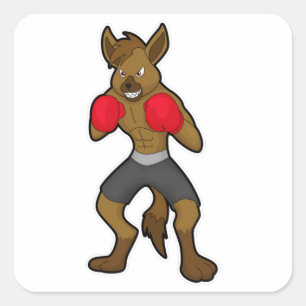 Adesivo Quadrado Hyena at Boxing with Boxing gloves