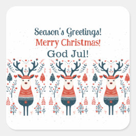 Adesivo Quadrado Hygge Christmas Deer Design - Scandi Personalizáve