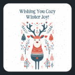 Adesivo Quadrado Hygge Christmas Deer Design- Scandinavian Inspiron<br><div class="desc">Adote o calor e a tranquilidade da época de férias com a nossa design de veados de Natal inspirada no Hygge. Esta design lindamente minimalista apresenta um cervo gracioso cercado por elementos suaves e naturais, capturando perfeitamente a essência da simplicidade escandinava e da conforto. A mensagem sincera "Desejar sua alegria...</div>