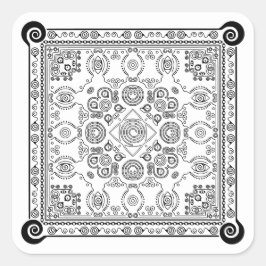 Adesivo Quadrado Hypno Hanky Spiral Bandana, Handkerhead Sticker