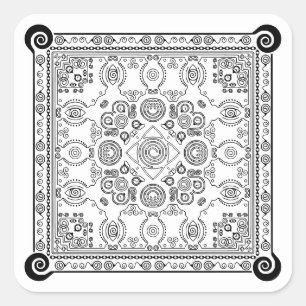 Adesivo Quadrado Hypno Hanky Spiral Bandana, Handkerhead Sticker