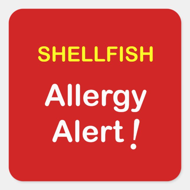 Adesivo Quadrado i1 - Alerta de Alergia - SHELLFISH. (Frente)