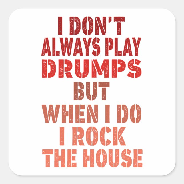 Adesivo Quadrado I don't always play drums funny retro sunset drumm (Frente)