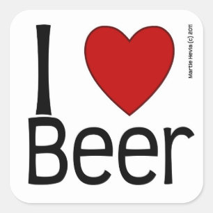 Adesivo Quadrado I Heart Beer