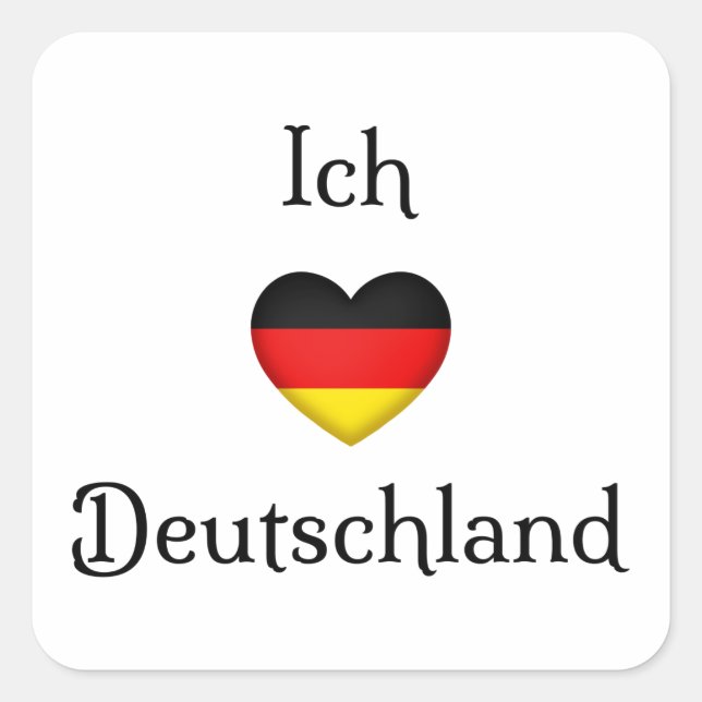 Adesivo Quadrado "I Heart Germany", Viajante do Orgulho Alemão (Frente)