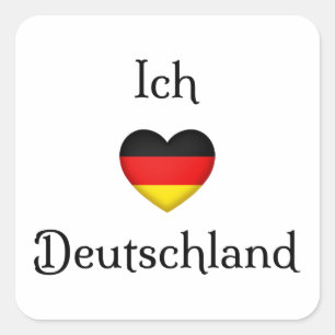 Adesivo Quadrado "I Heart Germany", Viajante do Orgulho Alemão