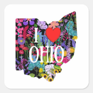 Adesivo Quadrado I heart Ohio Floral 