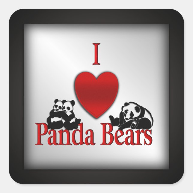 Adesivo Quadrado I Heart Panda Bears (Frente)