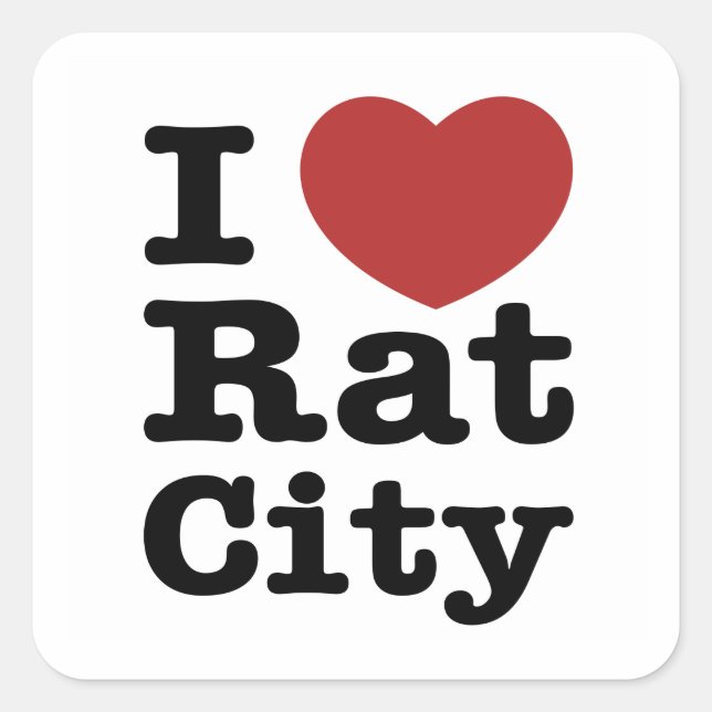Adesivo Quadrado I Heart Rat City (Frente)