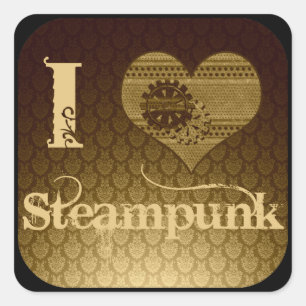 Adesivo Quadrado I Heart Steampunk