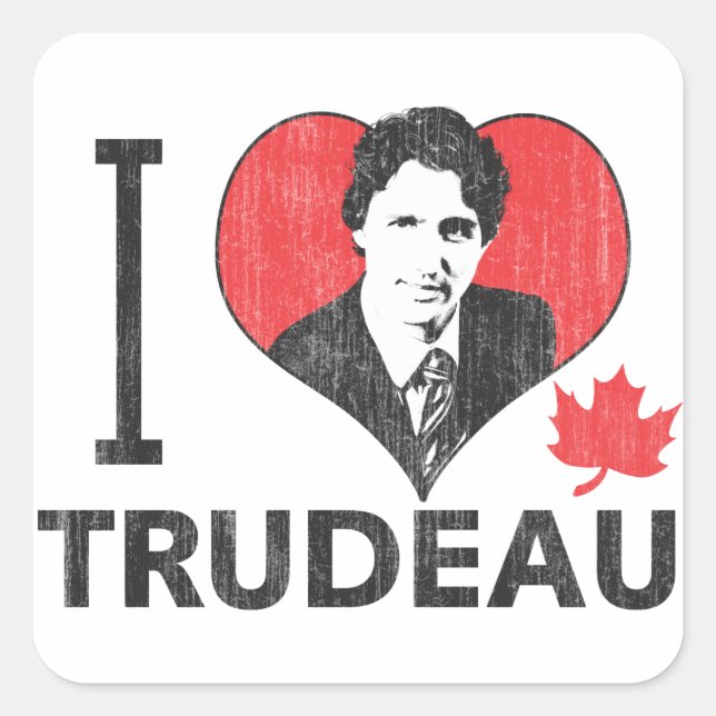 Adesivo Quadrado I Heart Trudeau (Frente)