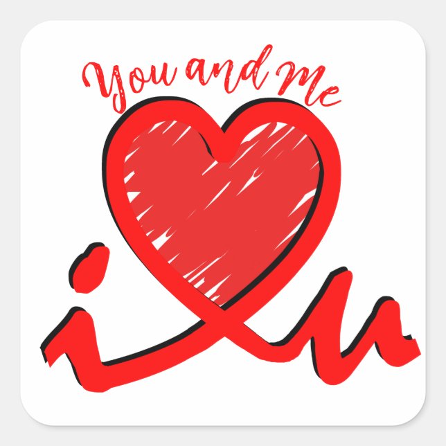 Adesivo Quadrado I Heart U - Love (Frente)
