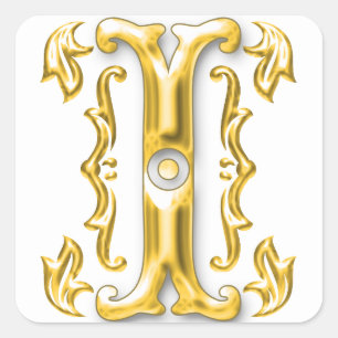 Adesivo Quadrado I - Letra Maiúscula Sticker em Dourado
