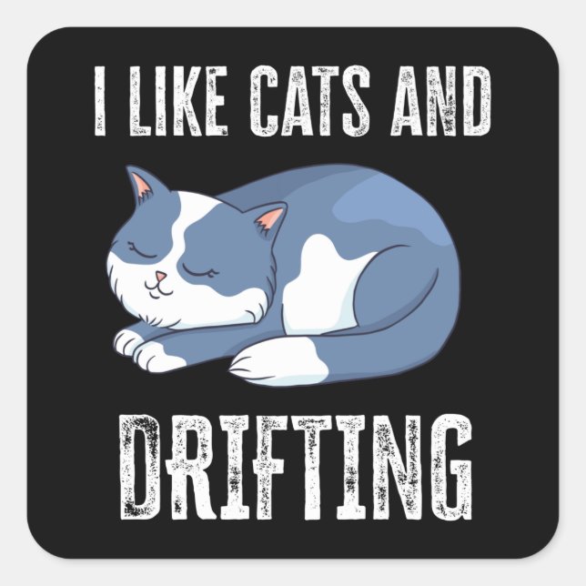 Adesivo Quadrado I like Cats and Drifting Gift (Frente)