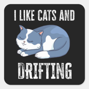 Adesivo Quadrado I like Cats and Drifting Gift