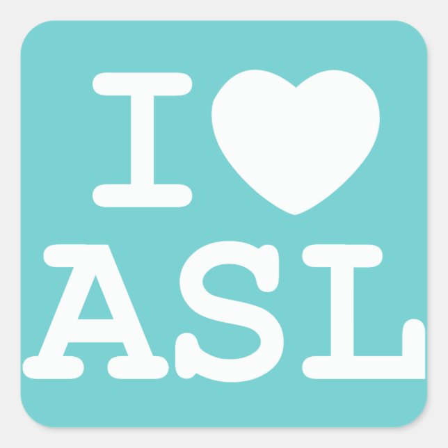 Adesivo Quadrado I Love ASL (Color) (Frente)