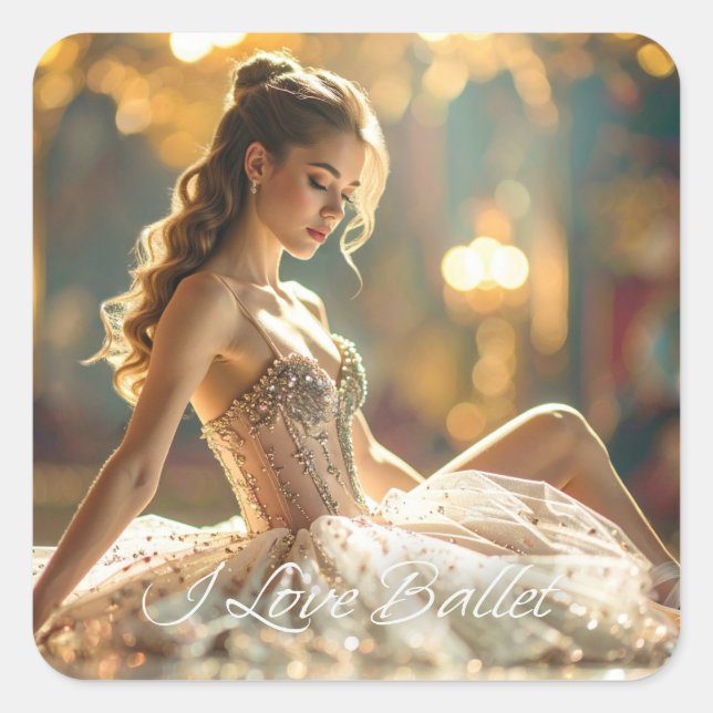 ADESIVO QUADRADO I LOVE BALLET - BALLET & DANCE (Frente)