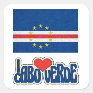 Adesivo Quadrado I love Cabo Verde, 80s, 90s, vintage