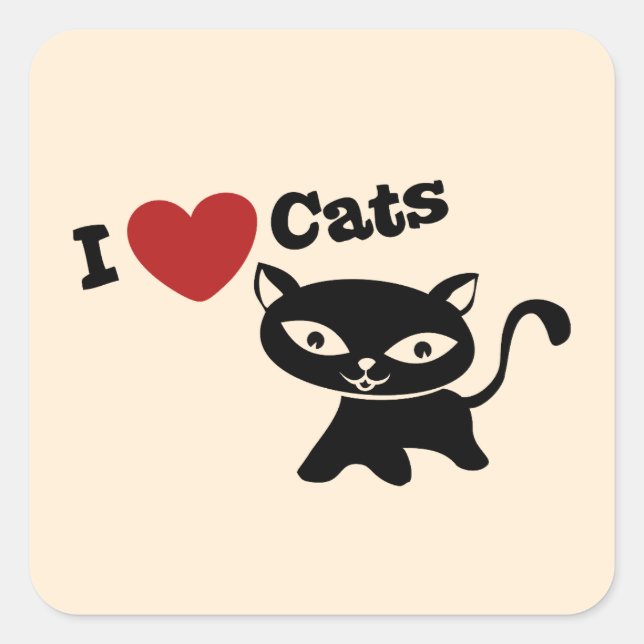 Adesivo Quadrado I Love Cat (Frente)