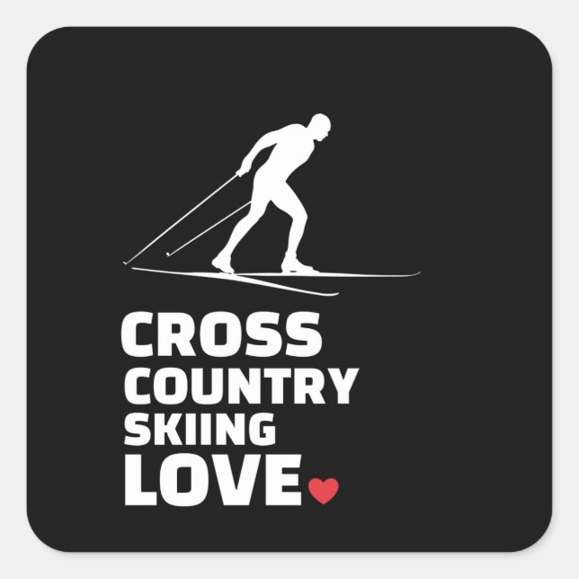 Adesivo Quadrado  I love cross country skiing Stylish cross (Frente)