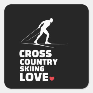 Adesivo Quadrado  I love cross country skiing Stylish cross