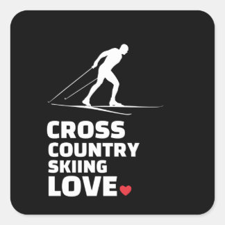 Adesivo Quadrado  I love cross country skiing Stylish cross