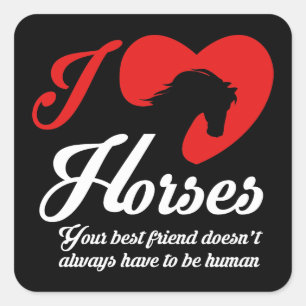 Adesivo Quadrado I Love/Heart Horses
