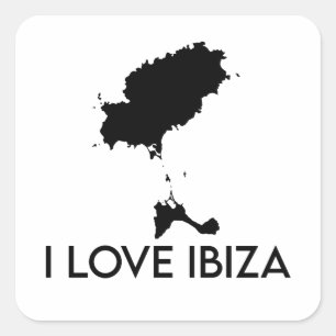 Adesivo Quadrado I Love Ibiza (Branco)