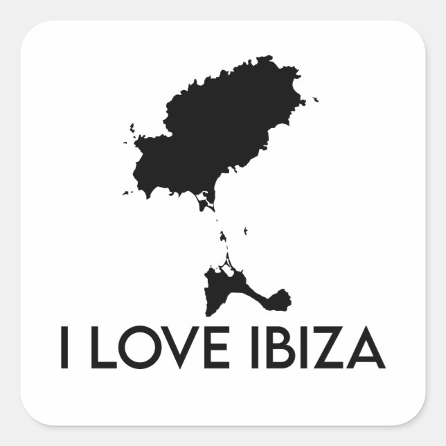 Adesivo Quadrado I Love Ibiza (Branco) (Frente)