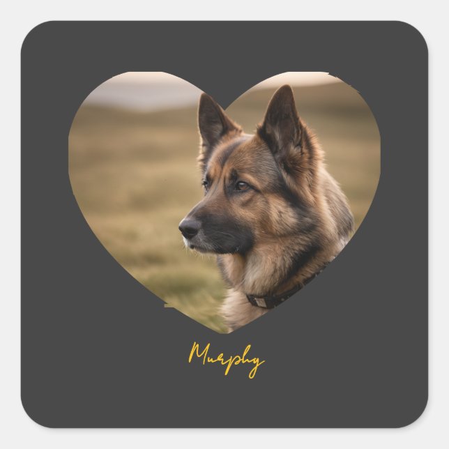 Adesivo Quadrado I love my dog customized image and name (Frente)