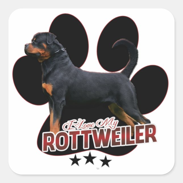Adesivo Quadrado I Love My Rottweiler Sticker (Frente)