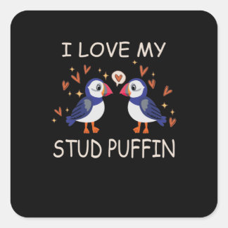 Adesivo Quadrado .I Love My Stud Puffin Puffin Relationship