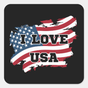 Adesivo Quadrado I Love USA