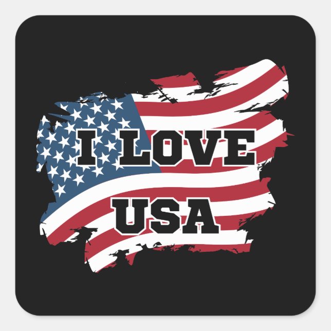 Adesivo Quadrado I Love USA (Frente)