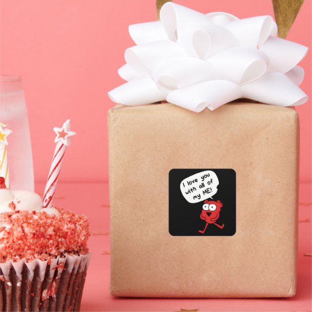 Adesivo Quadrado I Love You With All My Me – Cute Valentine (Festa)