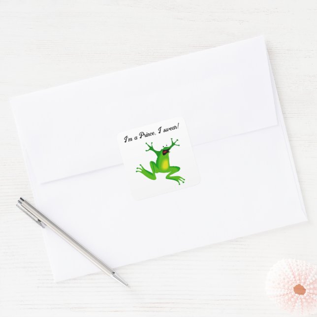 Adesivo Quadrado I’m a Fairy Tale Prince Funny Green Frog Cartoon (Envelope)