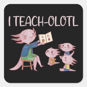 Adesivo Quadrado I Professor Axolotl Teacher Pun Lesson Rua Quadrad