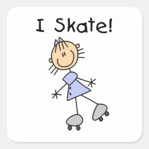Adesivo Quadrado I Skate Girl Roller Skater