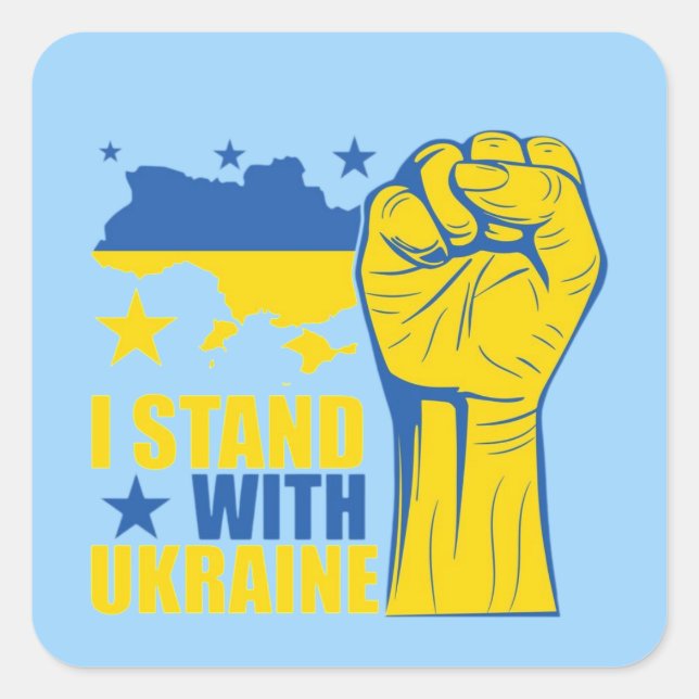 Adesivo Quadrado I Stand With Ukraine. Sheet of stickers (Frente)
