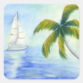 Adesivo Quadrado Iate no mar Palma