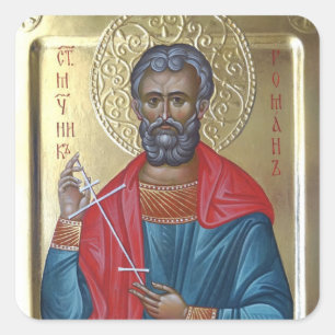 Adesivo Quadrado Ícone Cristão Ortodoxo do Santo Mártir Romanus