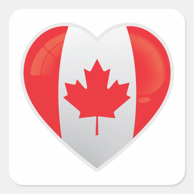 Adesivo Quadrado Ícone de Amor do Canadá (Frente)