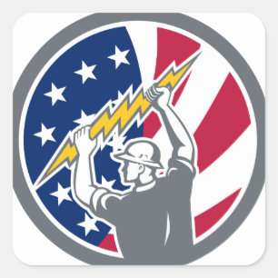 Adesivo Quadrado Ícone de Bandeira Americano Eletrico EUA