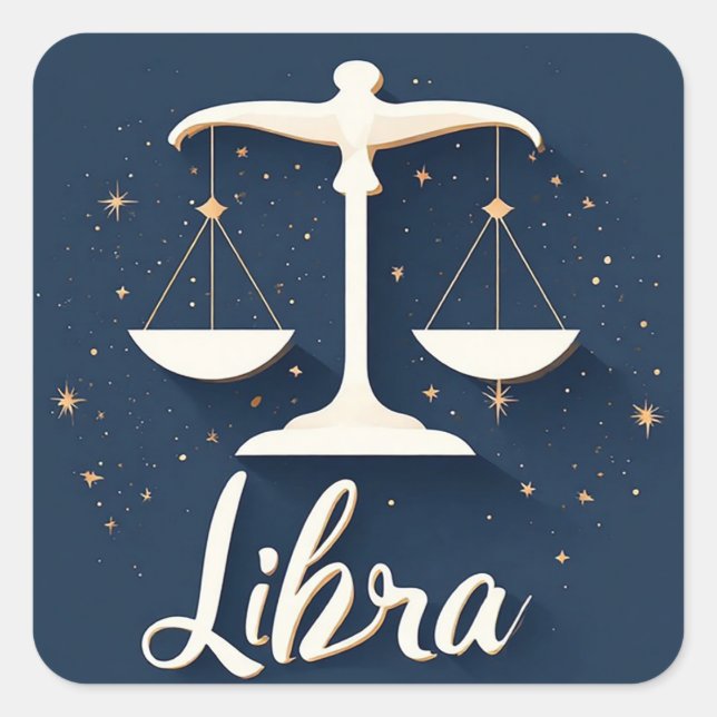 Adesivo Quadrado Ícone de Símbolo Libra Zodiac com Escalas Equilibr (Frente)
