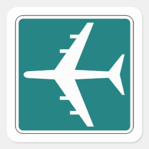 Adesivo Quadrado Ícone de Viagem do avião - Símbolo do aeroporto
