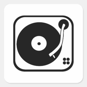 Adesivo Quadrado Ícone Do Player De Registro Preto E Branco Person