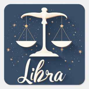 Adesivo Quadrado Ícone do Signo Zodiacal de Libra com Escalas Equil