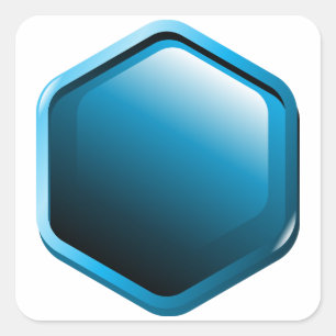 Adesivo Quadrado Ícone Hexágono Azul Brilhante Geométrico Moderno
