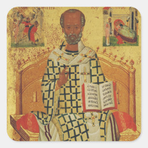 Adesivo Quadrado Ícone Ortodoxo Bizantino de São Nicolau de Mira