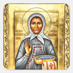 Adesivo Quadrado Ícone Ortodoxo Cristão de Sta. Olga do Alasca